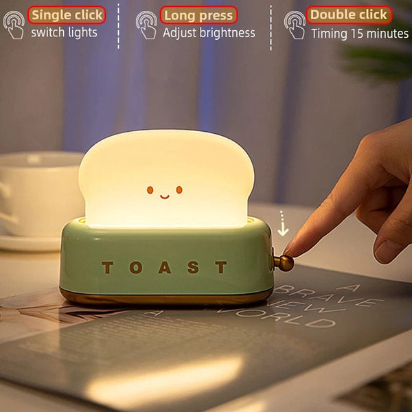 Cute 🥺 Toast Night Lamp 🛋️ , Adjustable Brightness, Perfect for Bedside & Study Tables