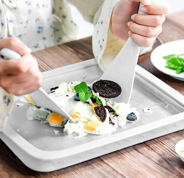 PREMIUM ICE ROLL TRAY | COMES WITH 2 SPATULAS | Elegant, Long-Lasting Ice Rolls with a Touch of Luxury!