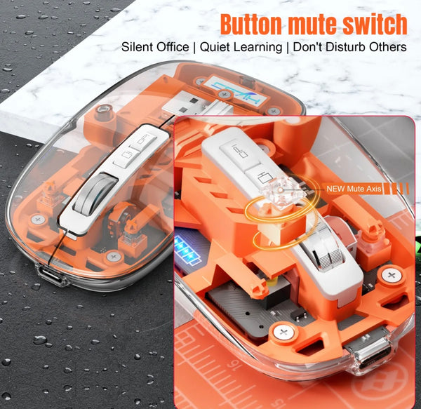 Transparent Wireless + Bluetooth Dual Mode - Rechargable Mouse