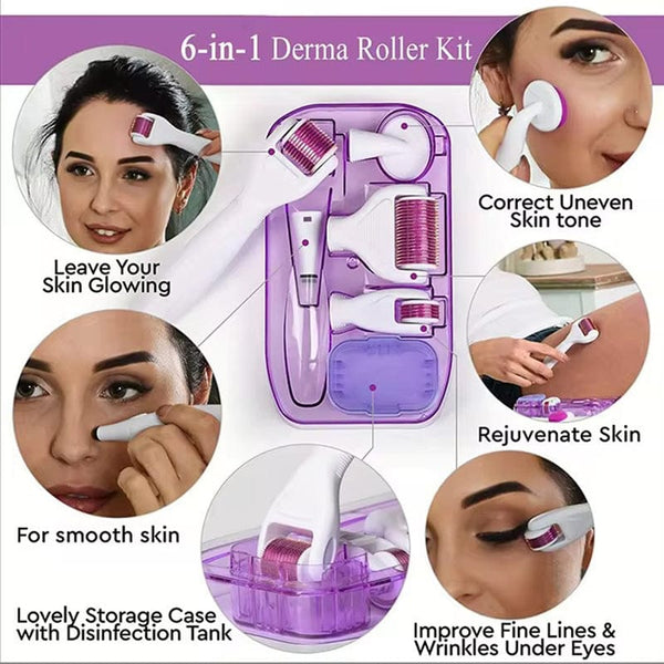 6 in 1 Derma Roller Kit , Face , Beard , Hair Growth & Skin Glow 💃🏌️‍♀️Enhances Collagen Production ✨